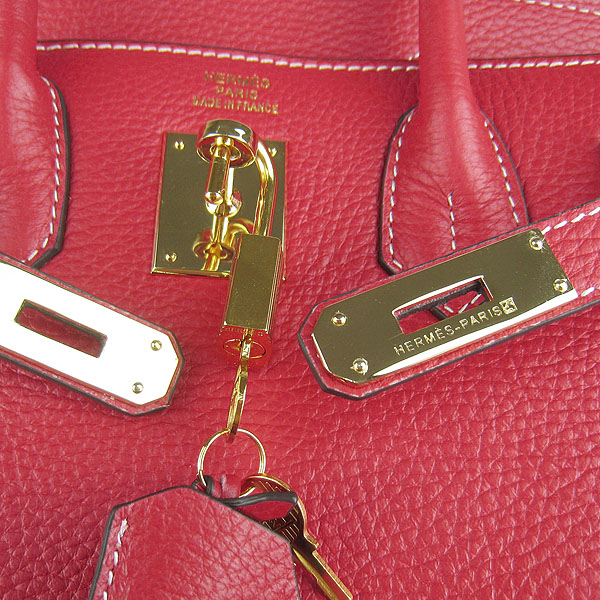 Replica Hermes Birkin 30CM Togo Leather Bag Red 6088 On Sale - Click Image to Close